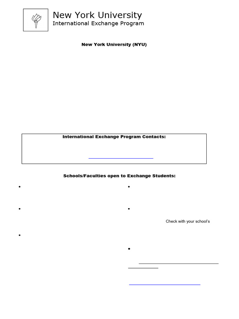 NYU International Exchange Program Guide | PDF | New York University