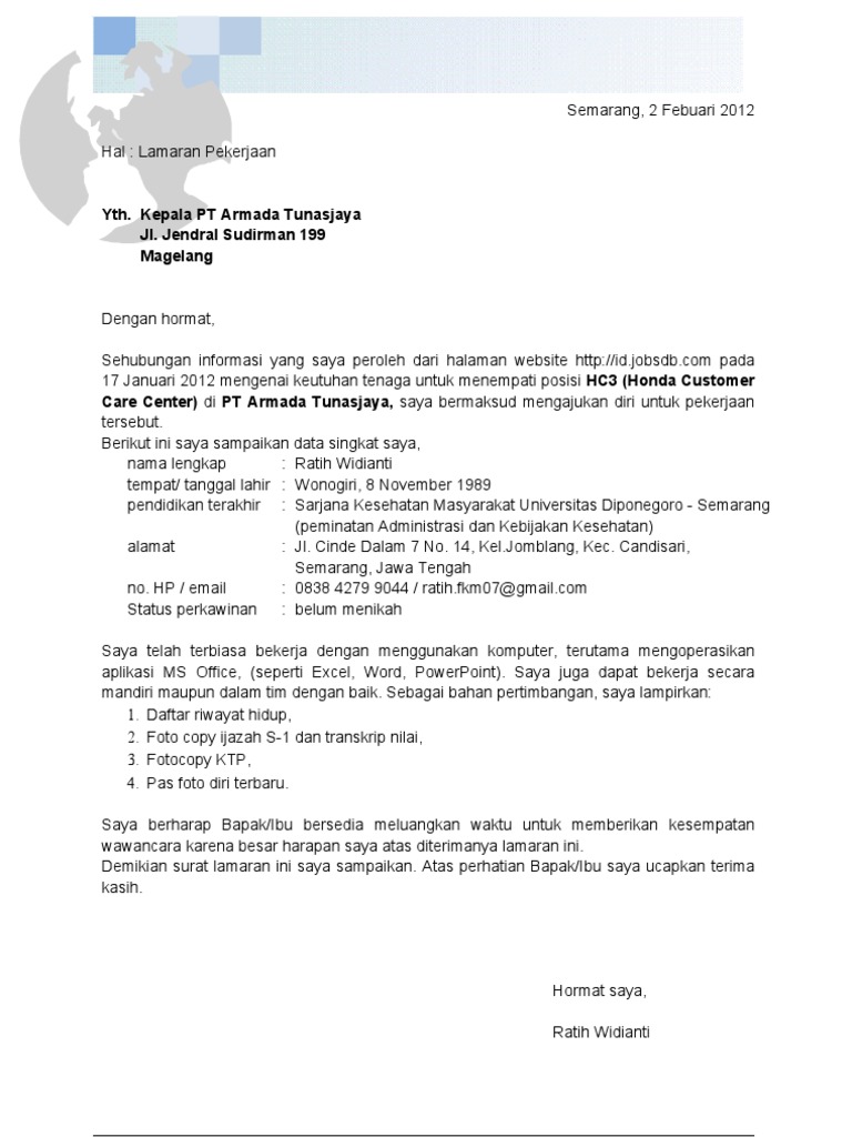 Download 84+ Contoh Surat Contoh Surat Lamaran Kerja Xls Terbaik Dan Terbaru