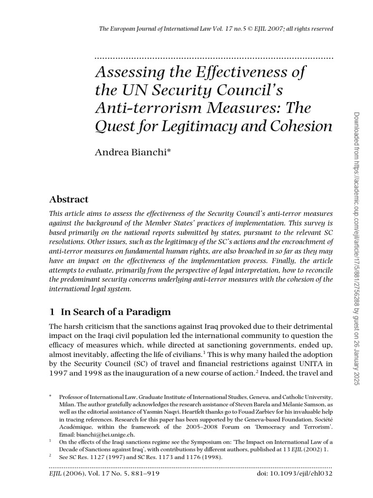 Un Anti Terror Measures Analysis Pdf International Law Government