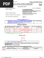 Rotation Chart - Kerala Public Service Commission, Government of Kerala ...