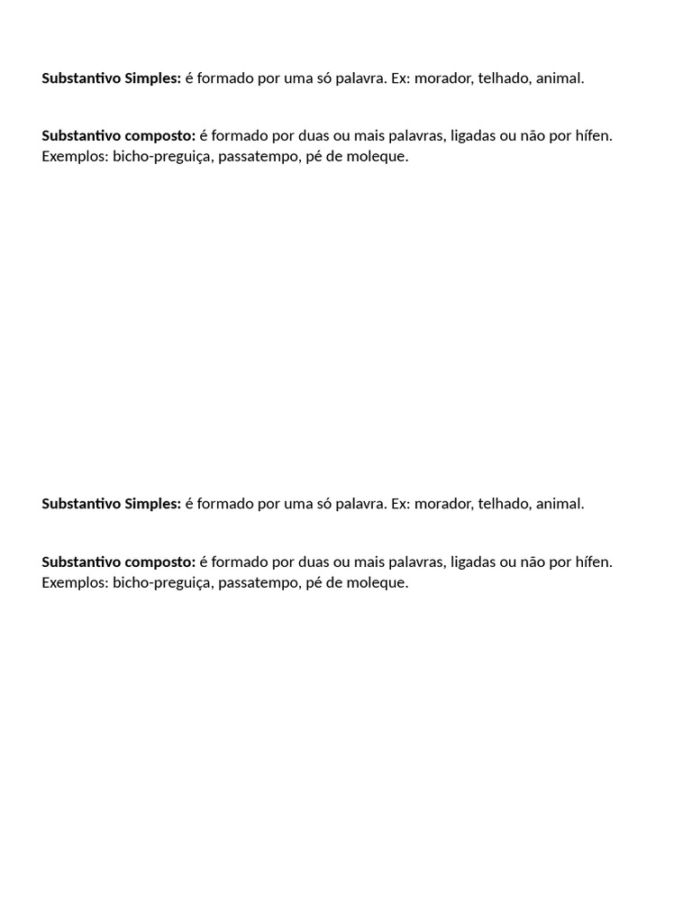 Diferença entre Substantivos Simples e Compostos | PDF