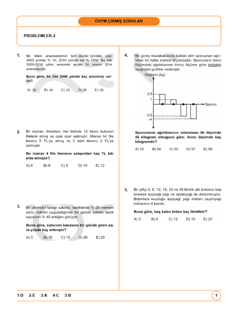 TYT Problemler - Çıkmış Sorular (2) - @yksor2024 | PDF