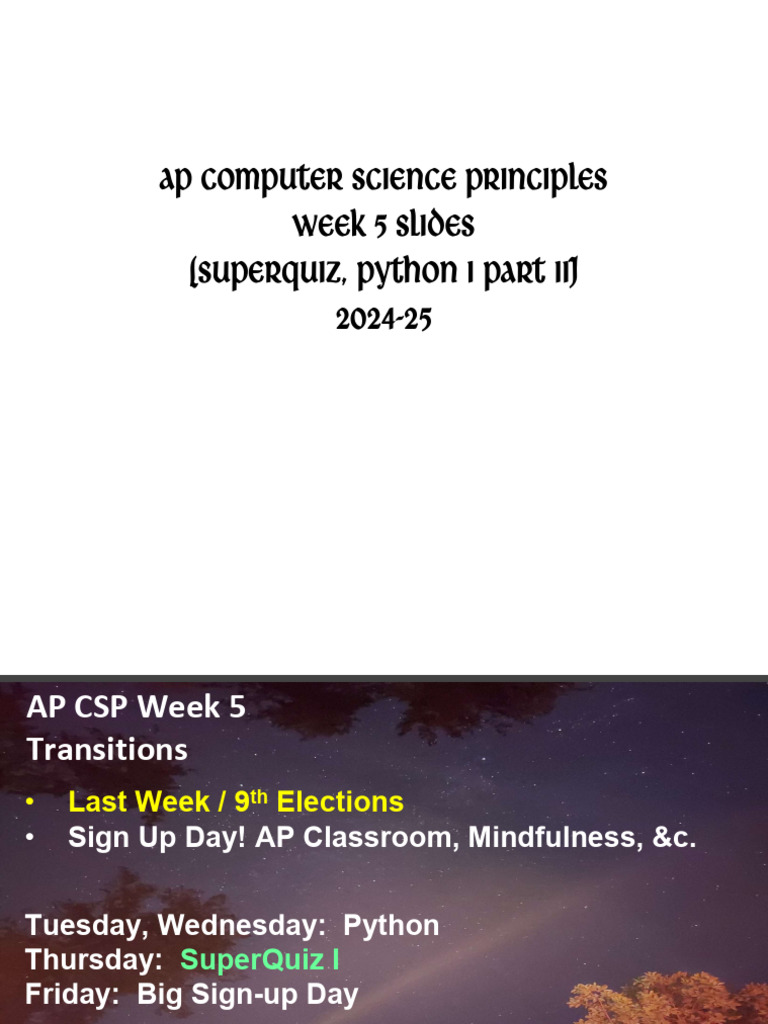 AP CSP 2024-25 -- Week 5 Slides | PDF | Multiple Choice | Computer ...