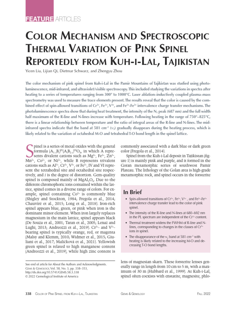 Pink Spinel Color Mechanism from Kuh-i-Lal | PDF | Absorption ...