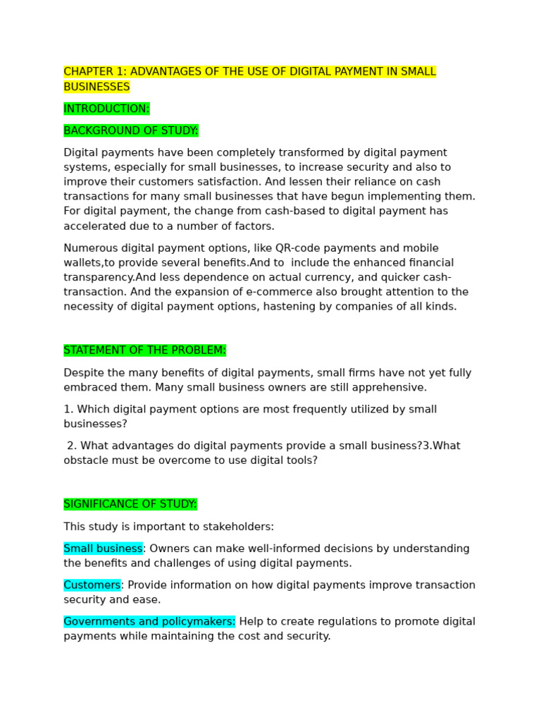 Benefits of Digital Payments for Small Businesses | PDF | Payments | Money