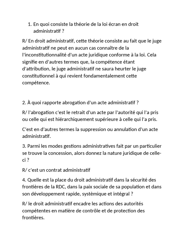 Théorie de la loi écran et droit administratif | PDF