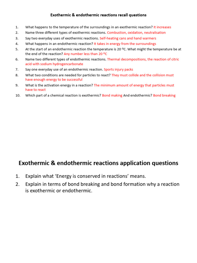 4.5.1 Exothermic and Endothermic Reactions | PDF