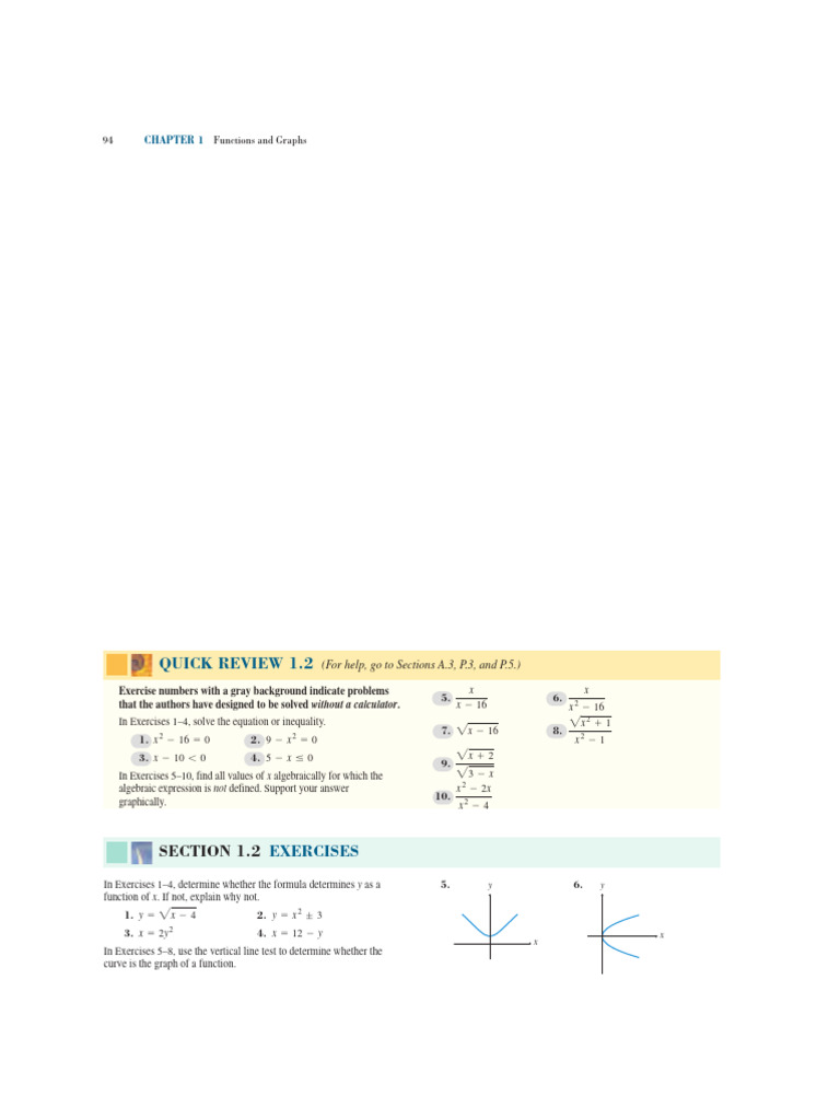 Exercises 1.2 | PDF | Asymptote | Function (Mathematics)