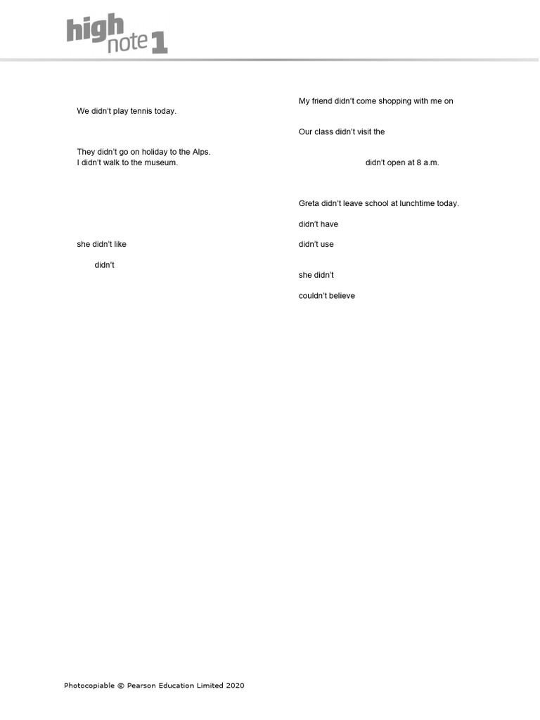 Grammar Quiz Answer Key for Lesson 5D | PDF