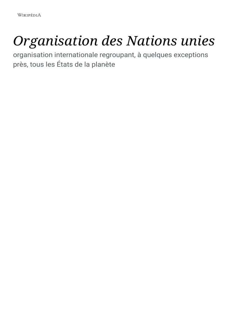Organisation des Nations unies (ONU) | PDF | Nations unies | Relations ...