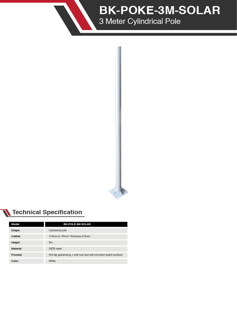 3m Solar Pole Specs for Engineers | PDF