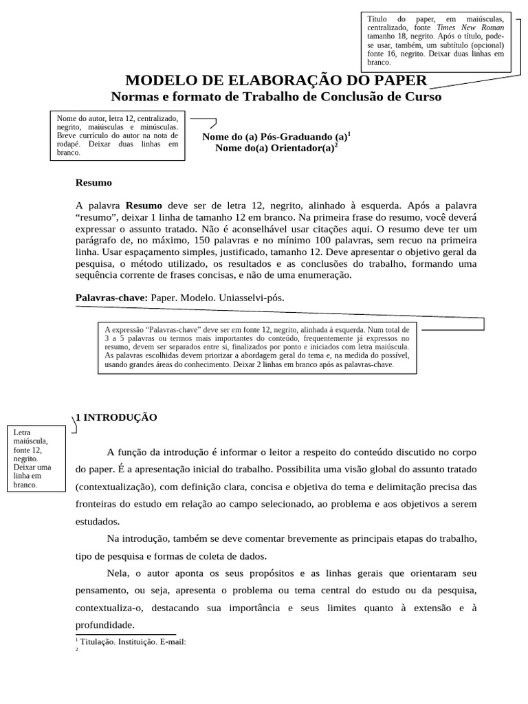 Modelo de Paper para TCC | PDF | Abstract (resumo) | Caixa alta e caixa ...