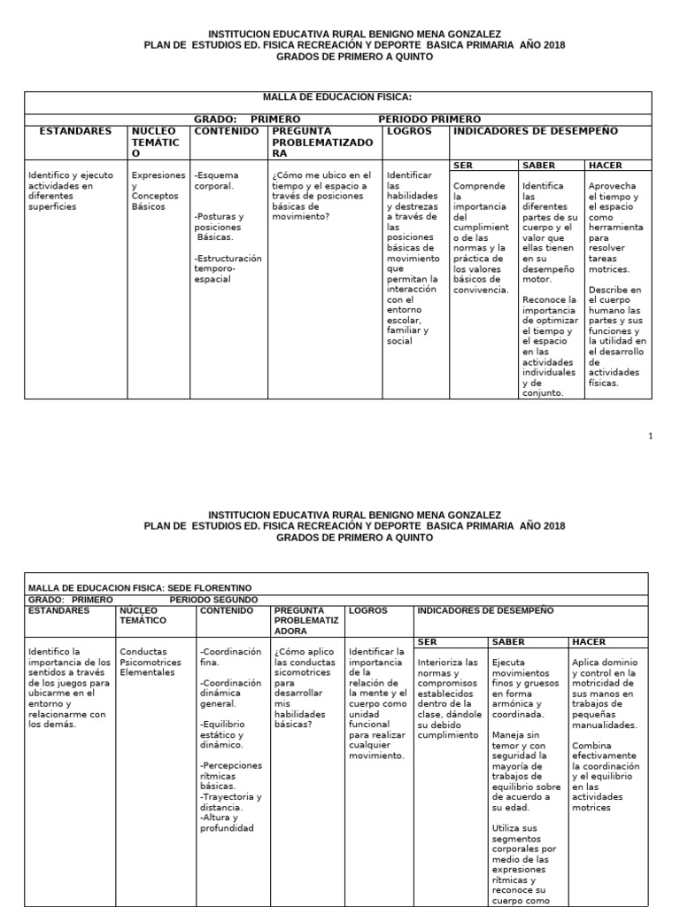 Plan de Estudios Educación Física 2018 | PDF | Plan de estudios | Deportes