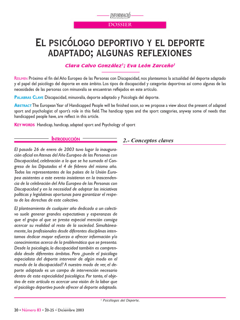 Psicologia Del Deporte en Deporte Adaptado | PDF | Invalidez | Deportes