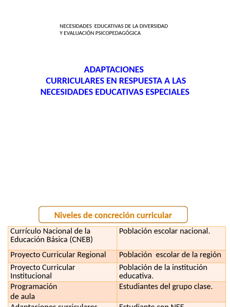 Adaptaciones Curriculares para NEE | PDF | Plan de estudios | Pedagogía