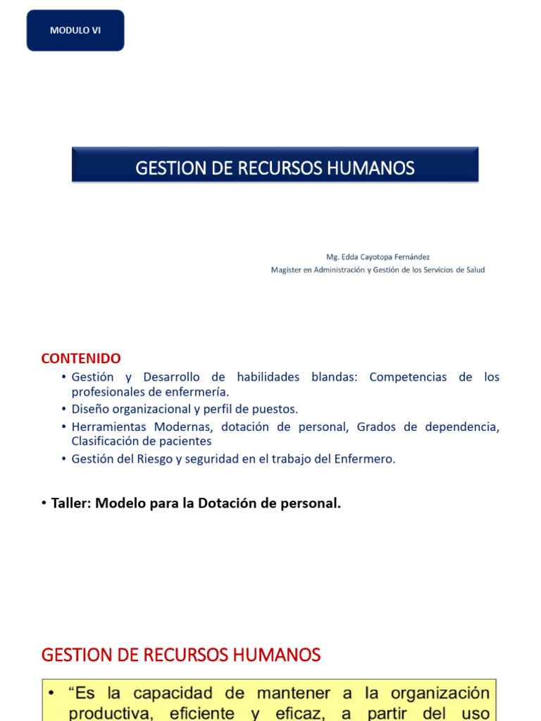 Gestion de RRHH Modulo Vi | PDF | Hospital | Gestión de recursos humanos