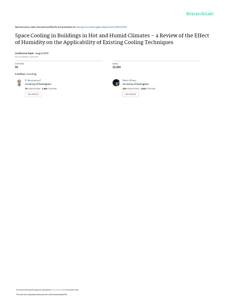 SET2015 SpaceCoolinginBuildingsinHotand | PDF | Air Conditioning | Humidity