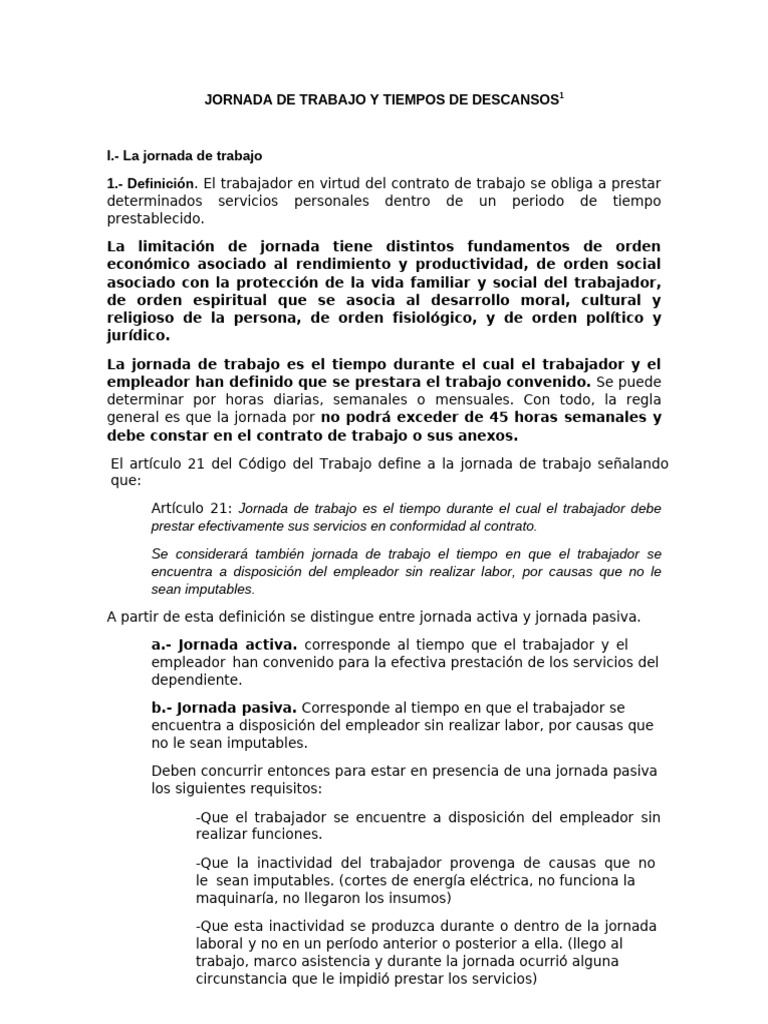 Jornada de Trabajo y Descansos Laborales | PDF | Tiempo de trabajo ...
