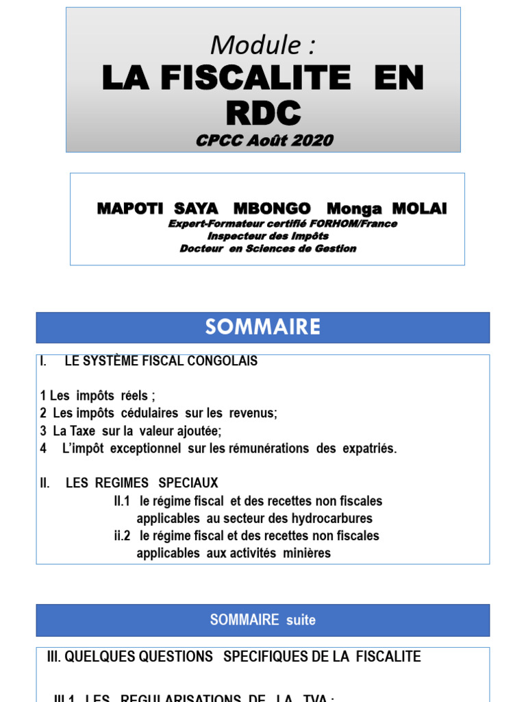 Fiscalité en RDC : Guide Complet 2020 | PDF | Impôts | Taxe sur la ...
