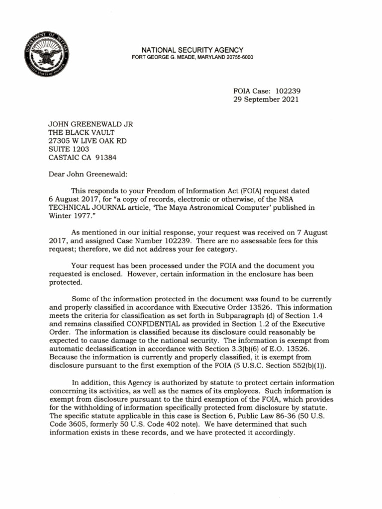 National Security Agency: Fort George G Meade MARYLAND 20755-6000 | PDF ...