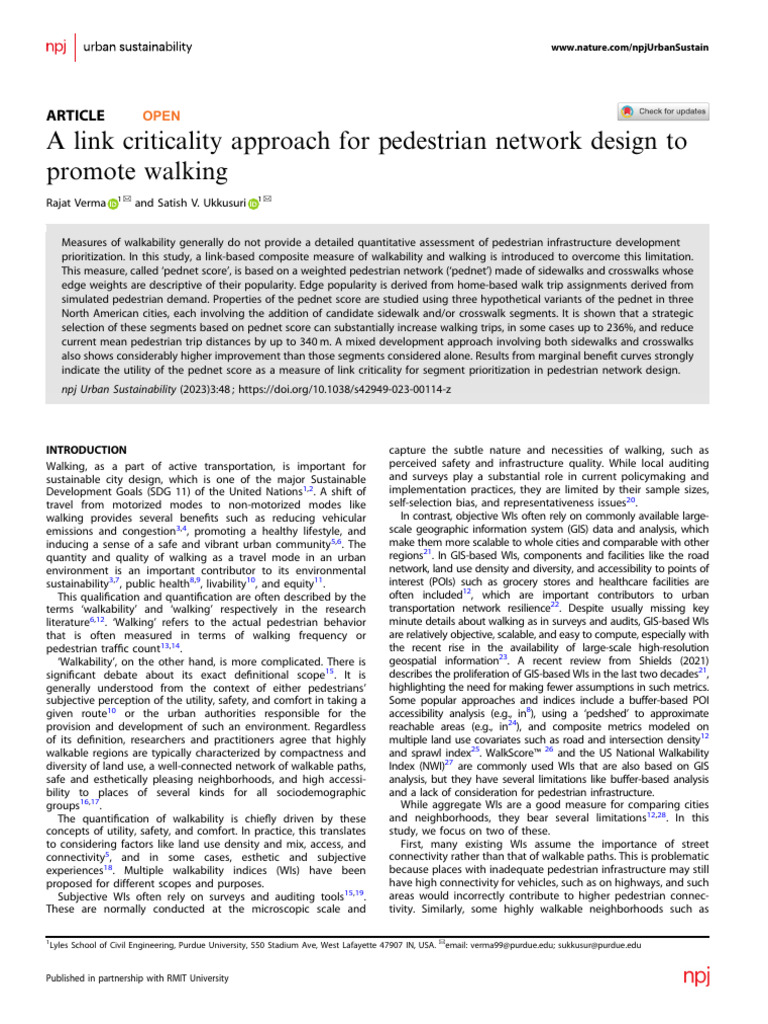 A Link Criticality Approach For Pedestrian Network Design To Promote ...