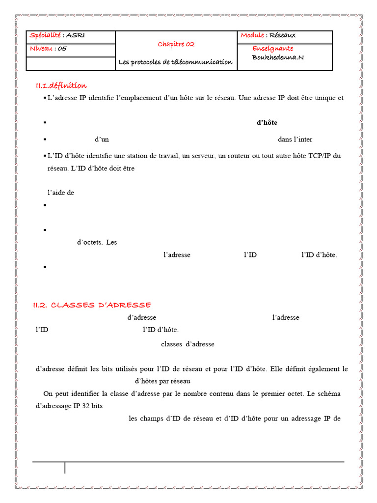Masque de Sous-Réseau et Adresses IP | PDF | Protocoles Internet ...