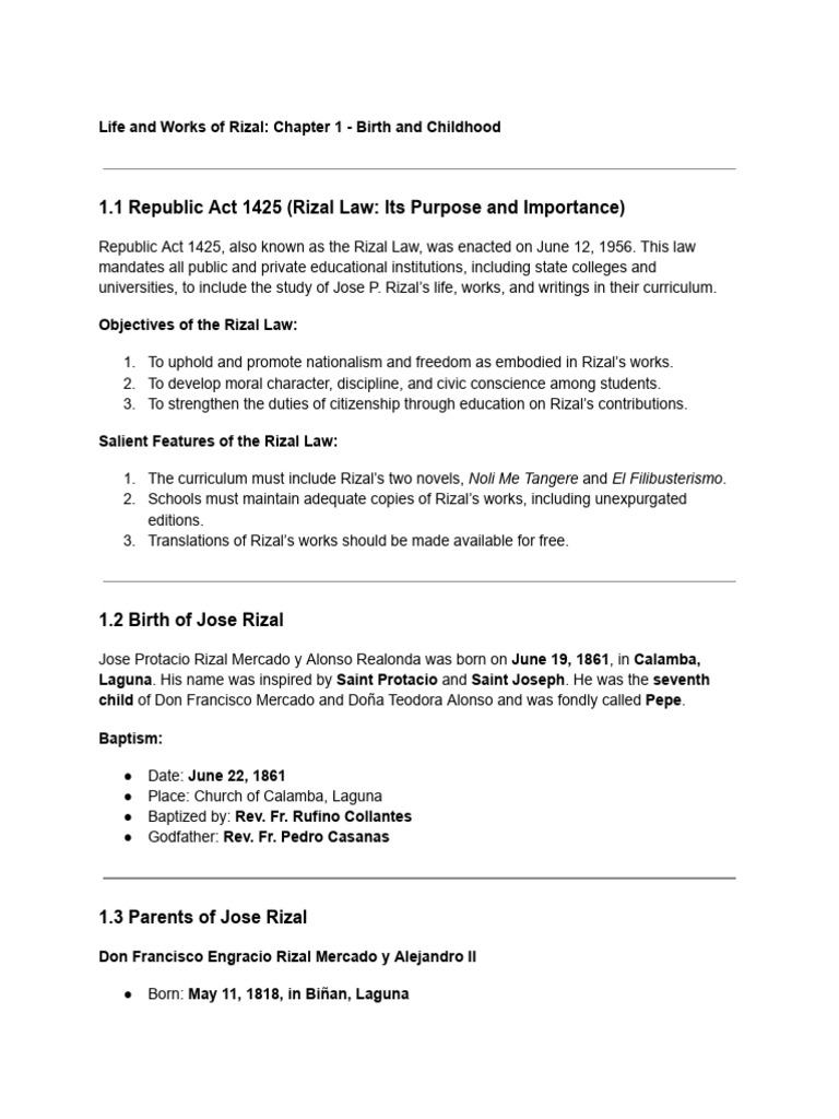 Chapter 1 Rizal Notes | PDF | Philippines