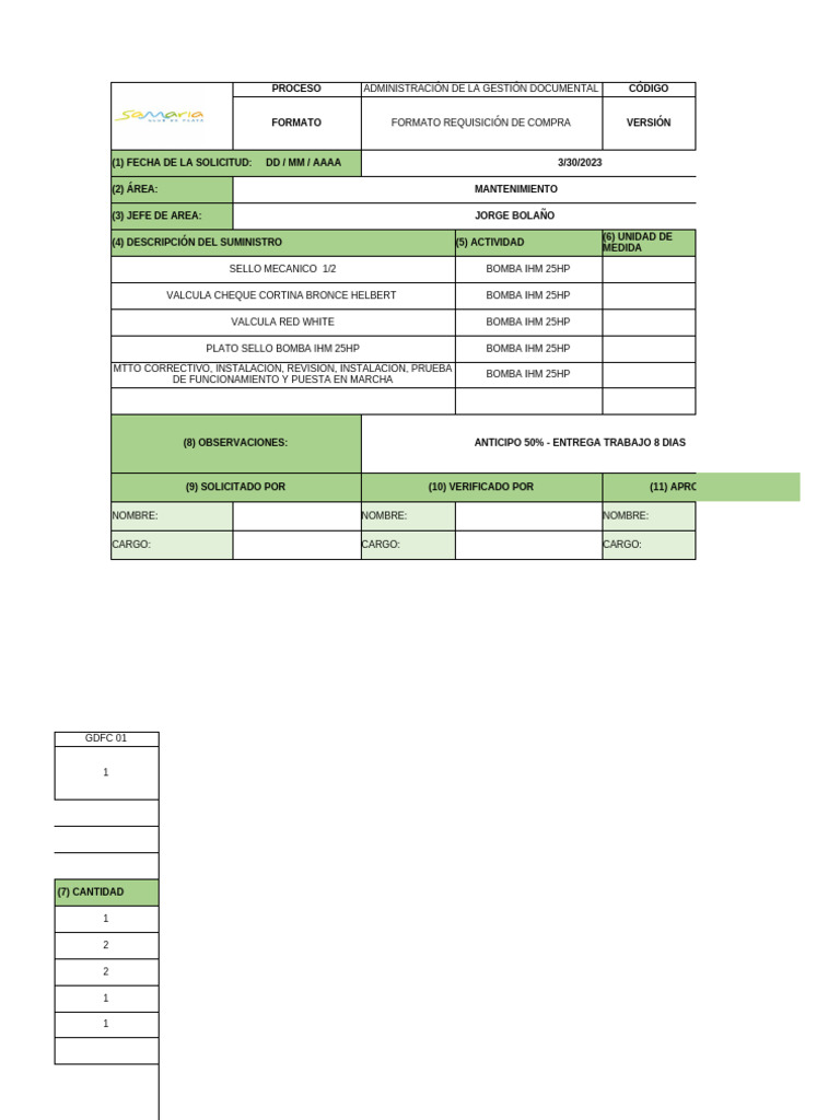 Formato de Requisición de Compra | PDF