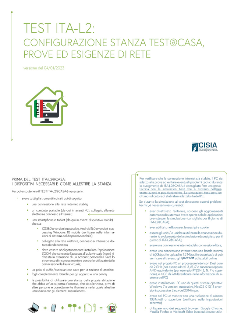 Specifiche Svolgimento Test ITA-L2 | PDF