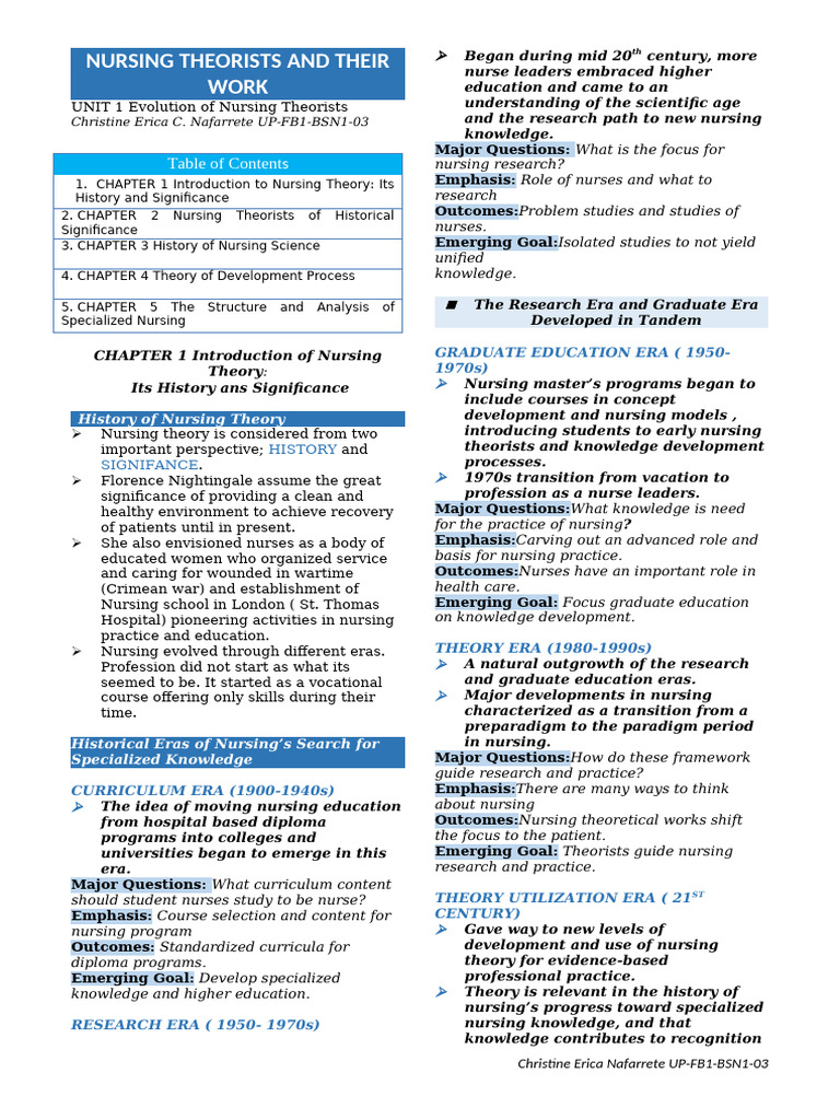Evolution of Nursing Theories Overview | PDF | Knowledge | Theory