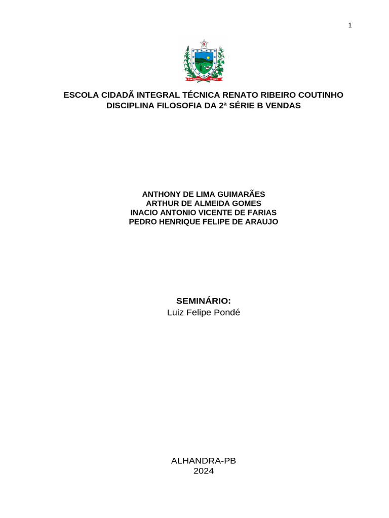 Trabalho Escrito Filos | PDF | Educação em Artes Liberais