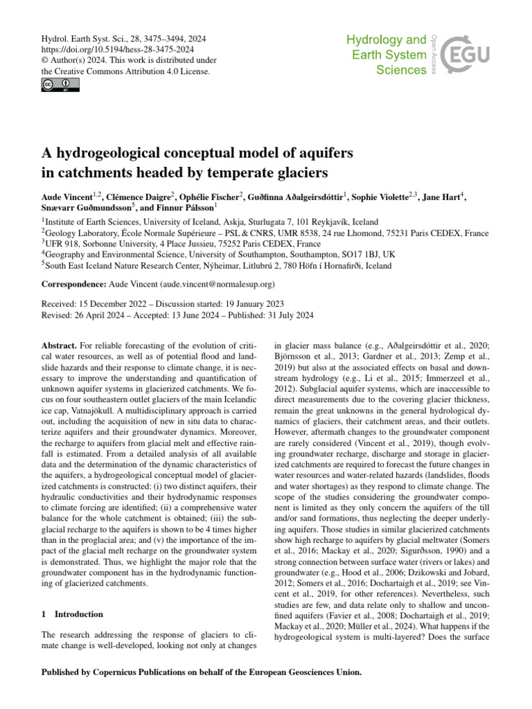 A Hydrogeological Conceptual Model of Aquifers in | PDF | Aquifer ...