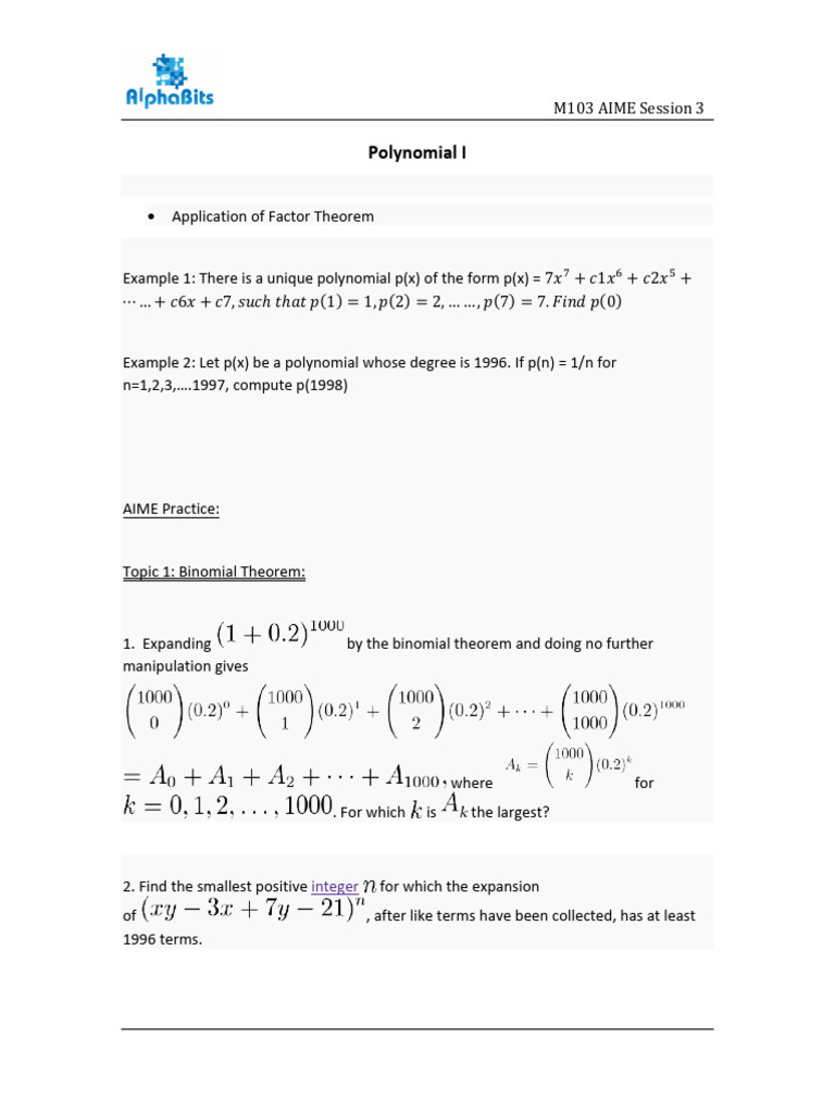 Polynomial I | PDF | Polynomial | Factorization