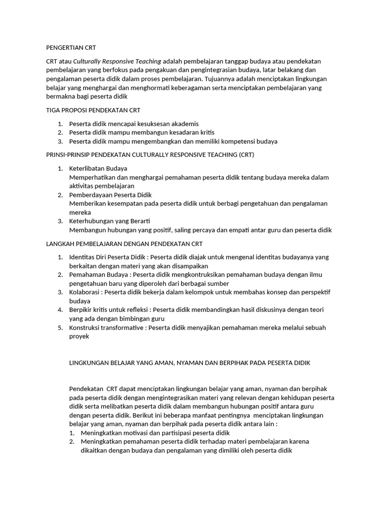 Penerapan Culturally Responsive Teaching | PDF