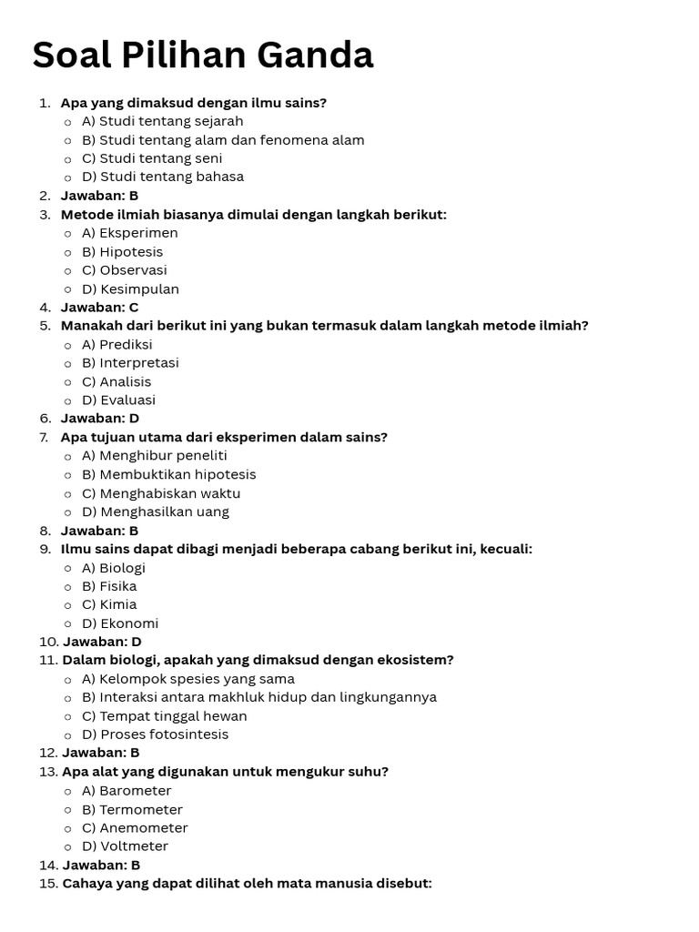 Soal Pilihan Ganda | PDF