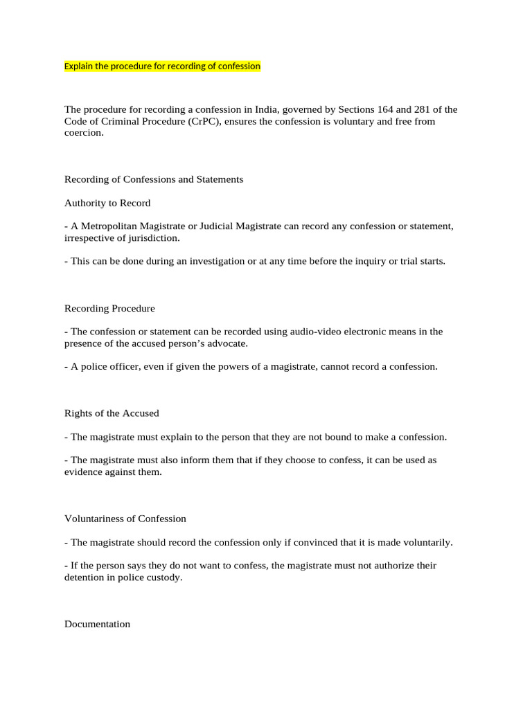 Confession Recording Procedures in India | PDF | Plea Bargain | Plea