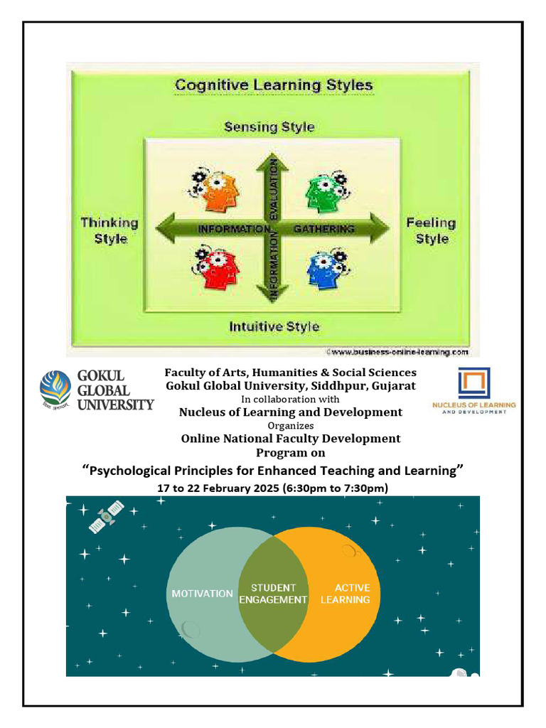 Online FDP: Psychological Principles in Teaching | PDF | Learning ...