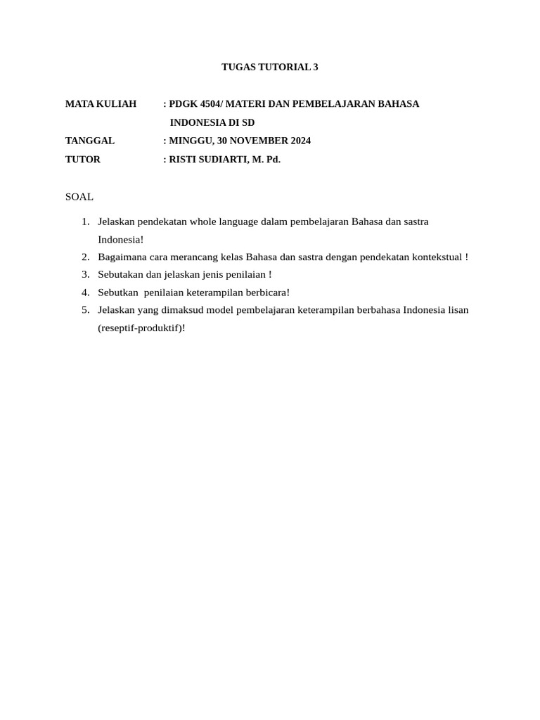 Tugas Tutorial 3 Materi Dan Pemb Bi | PDF