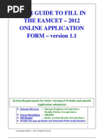 User Guide To Fill in The Eamcet - 2012 Online Application FORM - Version 1.1