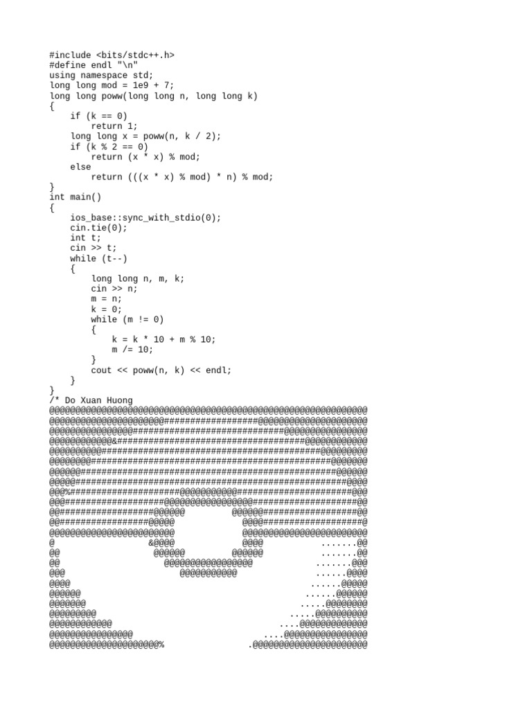 Potencia modular en C++ | PDF