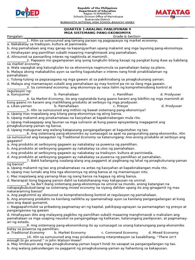 Quiz No 3 in Ap 9 | PDF