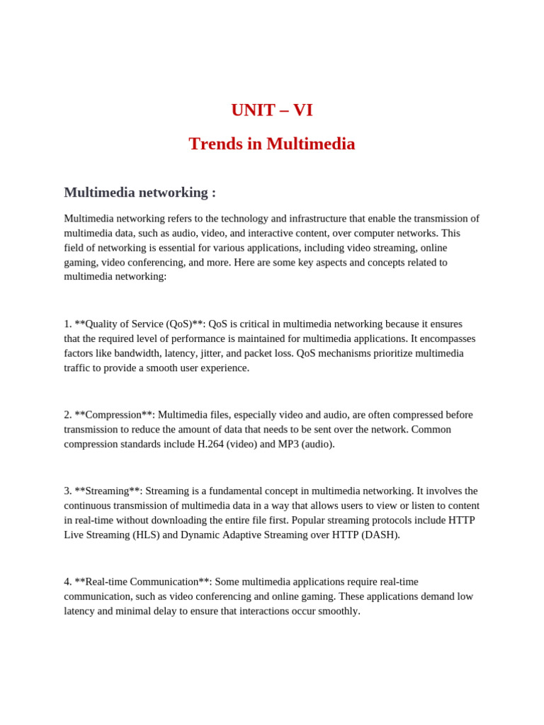 UNIT - 6 (Trends in Multimedia) | PDF | Databases | Computer Network