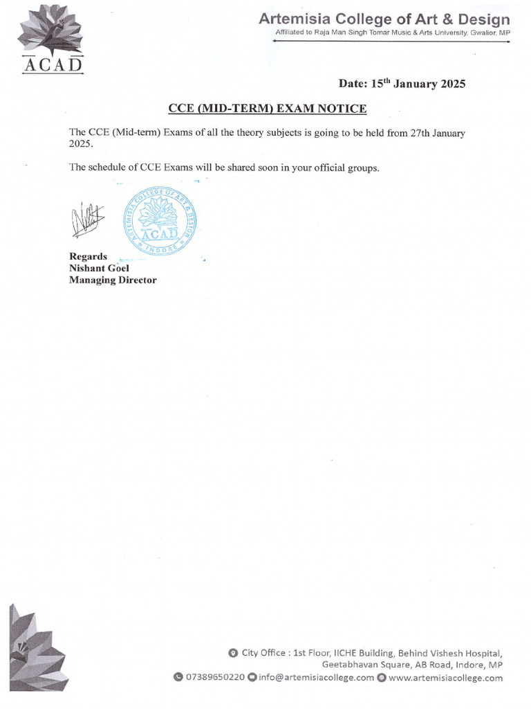 Cce Exam Notice | PDF