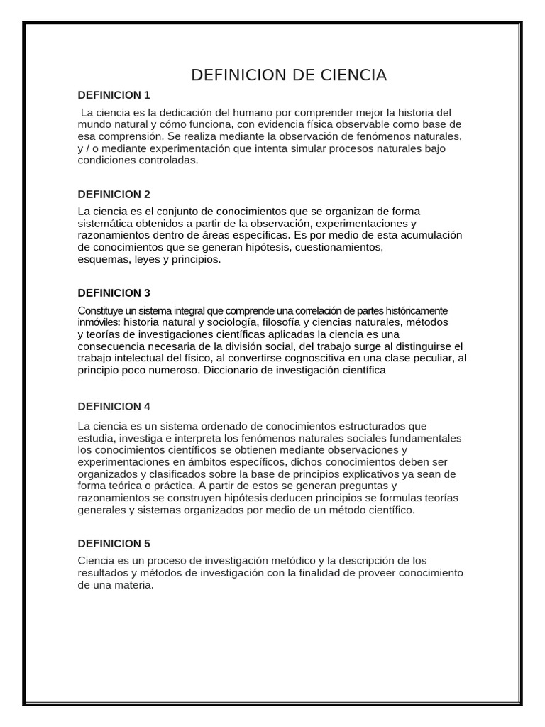 Definicion de Ciencia | PDF | Science | Conocimiento