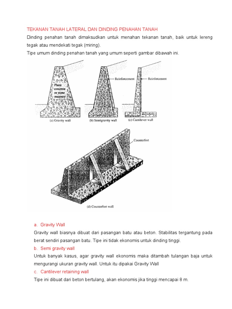 Desain Dinding Penahan Tanah dan Tekanan | PDF