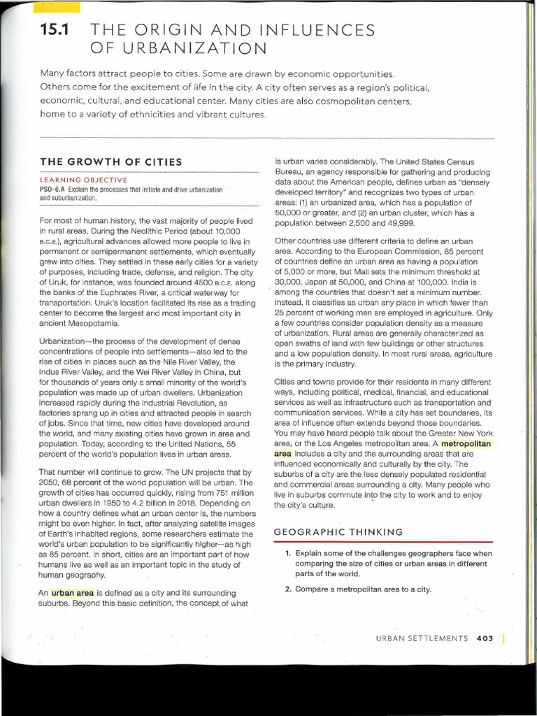 Urban+Geography+Reading+NG+6.1+and+6.2 | PDF | City | Urban Area