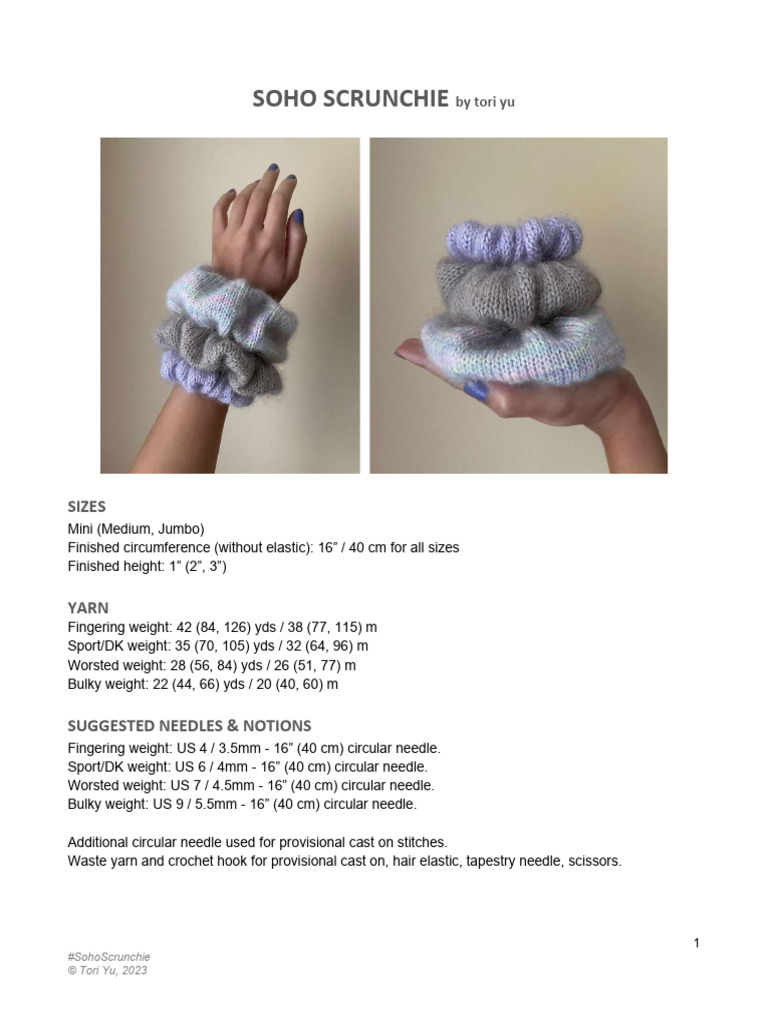 Soho Scrunchie Crochet Pattern | PDF | Knitting | Yarn