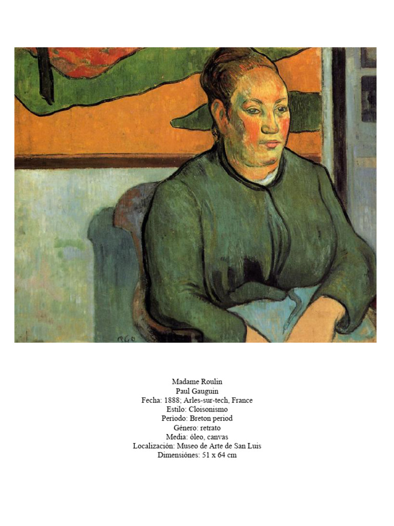Retrato Cloisonista de Madame Roulin | PDF