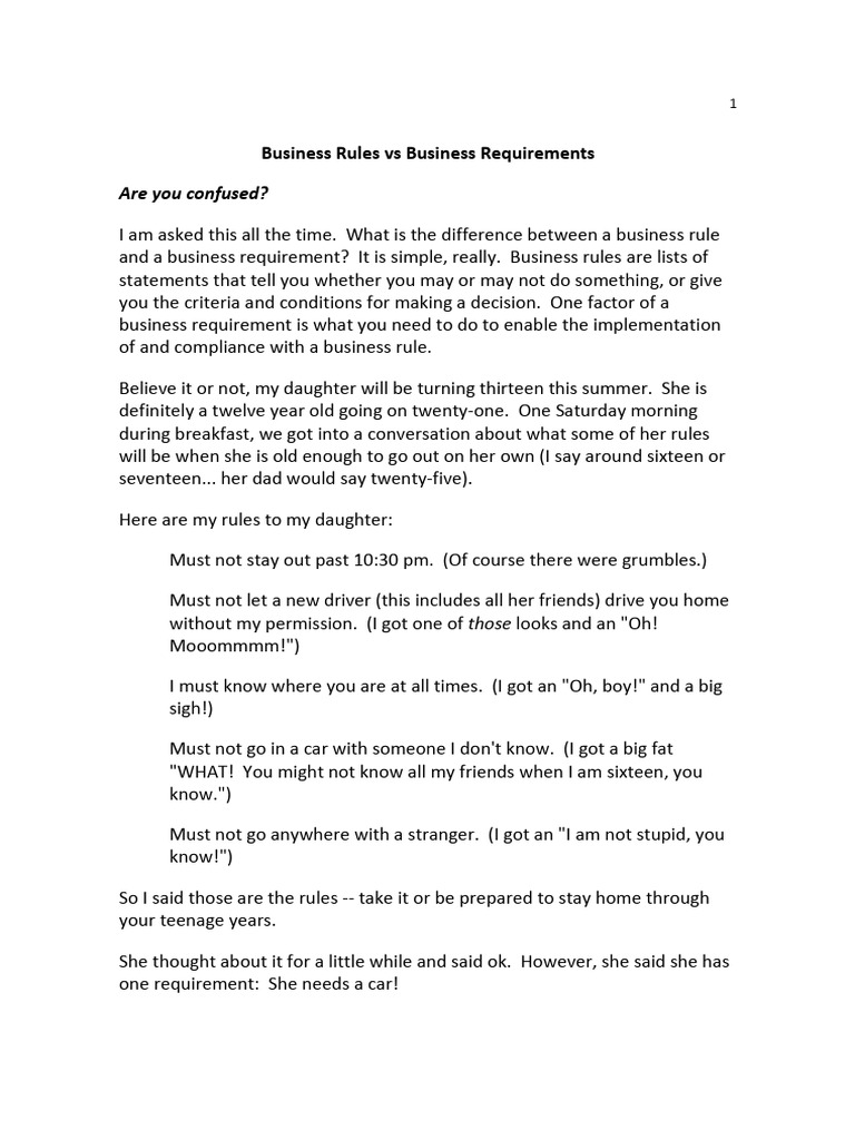 Business Rules Vs Business Requirements | PDF | Driver's License