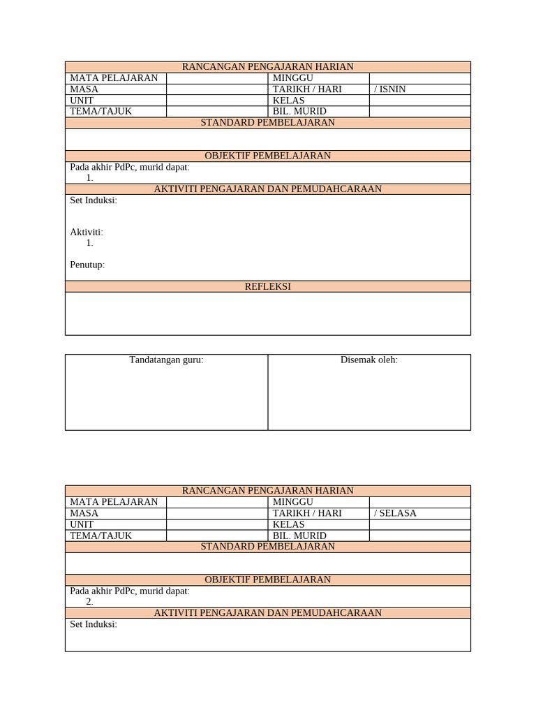 RPH Template | PDF